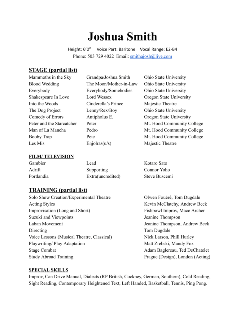 Resume of Joshua Smith